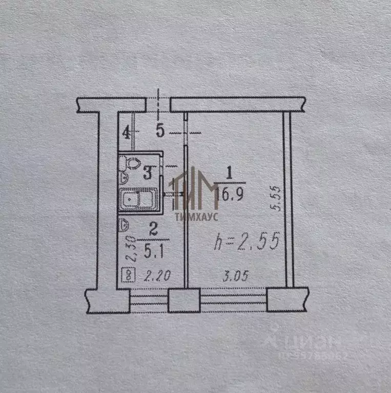 1-к кв. Омская область, Омск Московка-2 мкр, ул. Молодова, 6 (29.5 м) - Фото 2