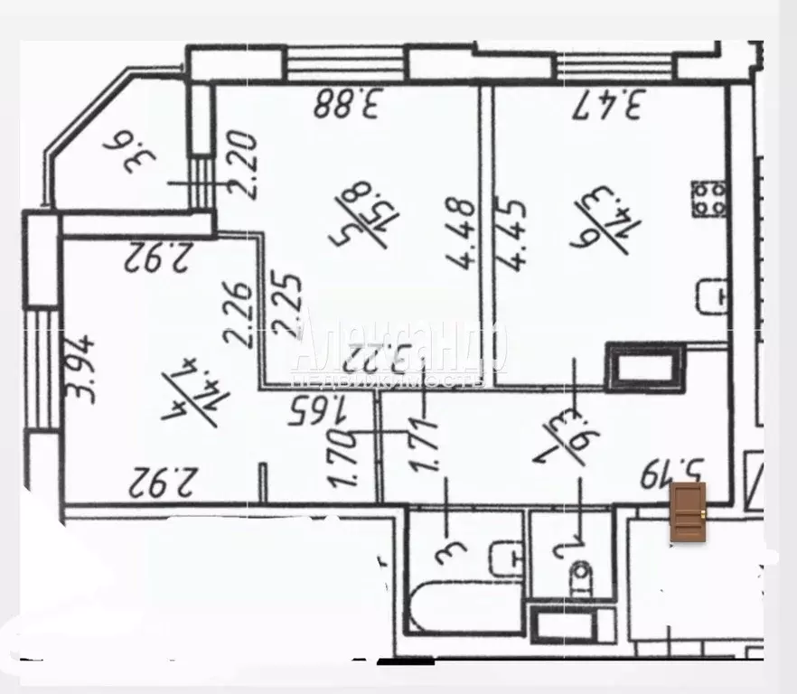 2-к кв. Санкт-Петербург ул. Среднерогатская, 9 (58.7 м) - Фото 2