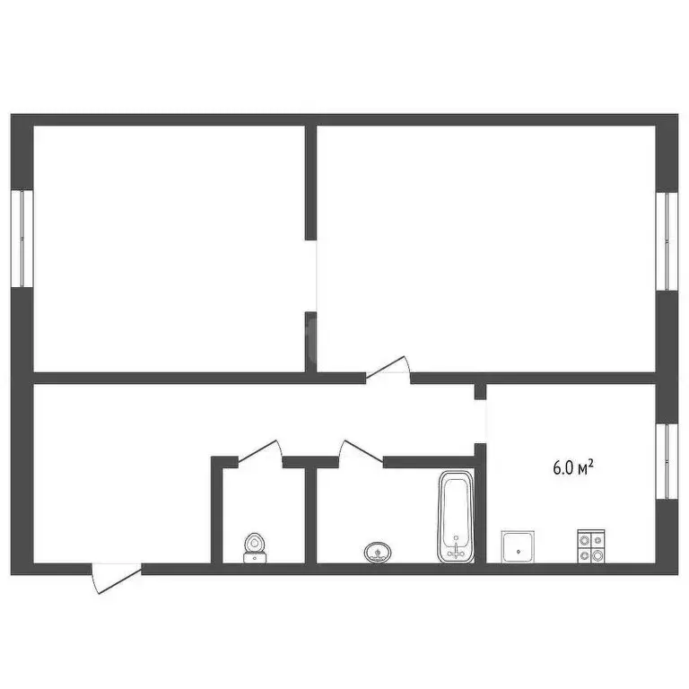 2-комнатная квартира: Камышлов, Северная улица, 63В (42.9 м) - Фото 1