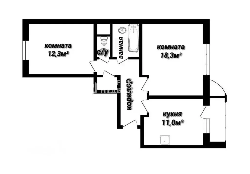 2-комнатная квартира: Московский, улица Лаптева, 8к3 (55.6 м) - Фото 2