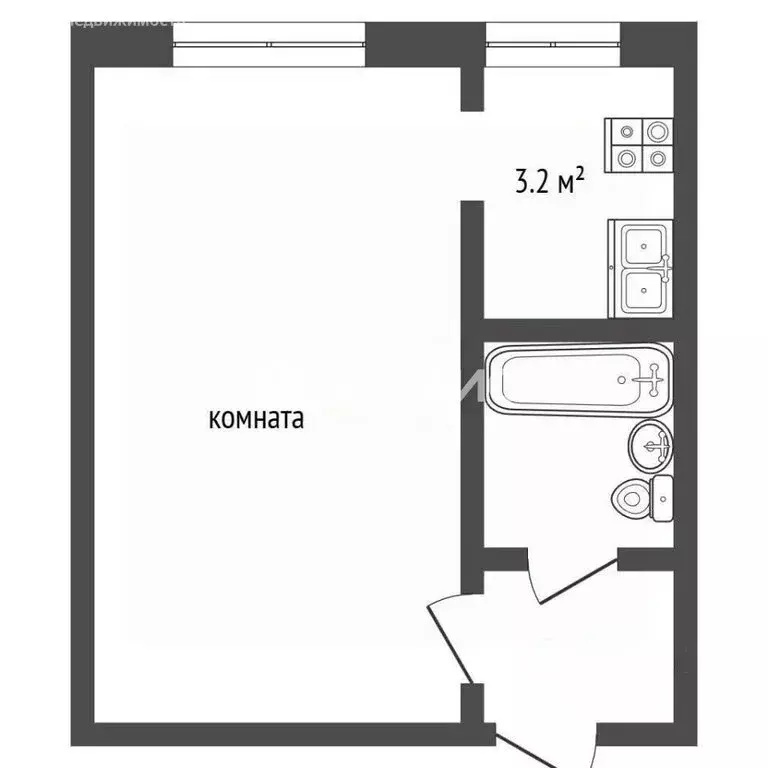 1к в -комнатной квартире (11.6 м) - Фото 2