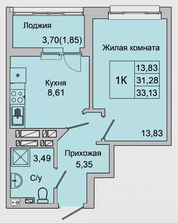 1-к кв. Ростовская область, Батайск ул. Булгакова, 11 (33.13 м) - Фото 0