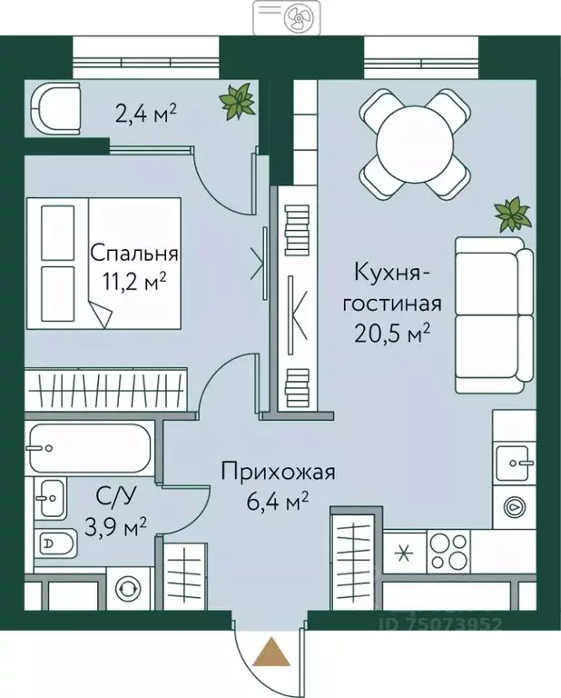 1-к кв. Волгоградская область, Волгоград Новосибирская ул., 74с1 (44.4 ... - Фото 0