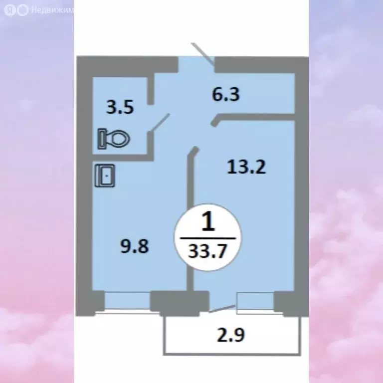 1-комнатная квартира: Красноярск, Соколовская улица, 52 (33.7 м) - Фото 1