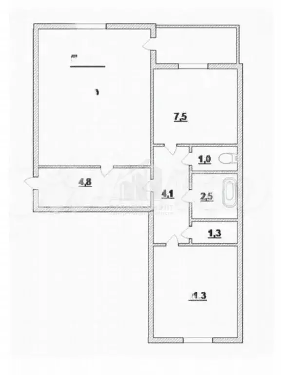 2-к. квартира, 50,6 м, 2/5 эт. - Фото 0