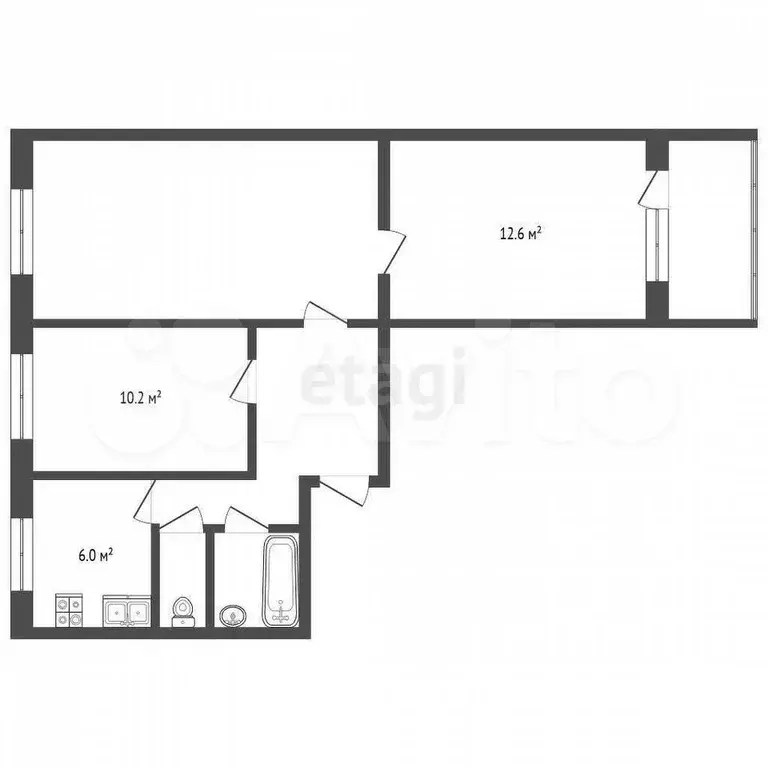 3-к. квартира, 60,8 м, 4/9 эт. - Фото 0