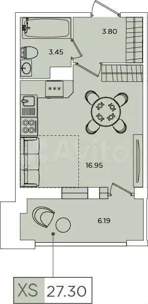 Квартира-студия, 27 м, 3/13 эт. - Фото 0