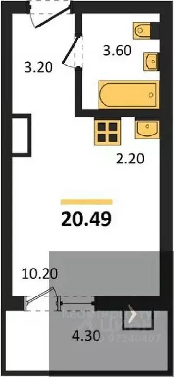 Студия Воронежская область, Новоусманский район, пос. Отрадное ул. ... - Фото 0