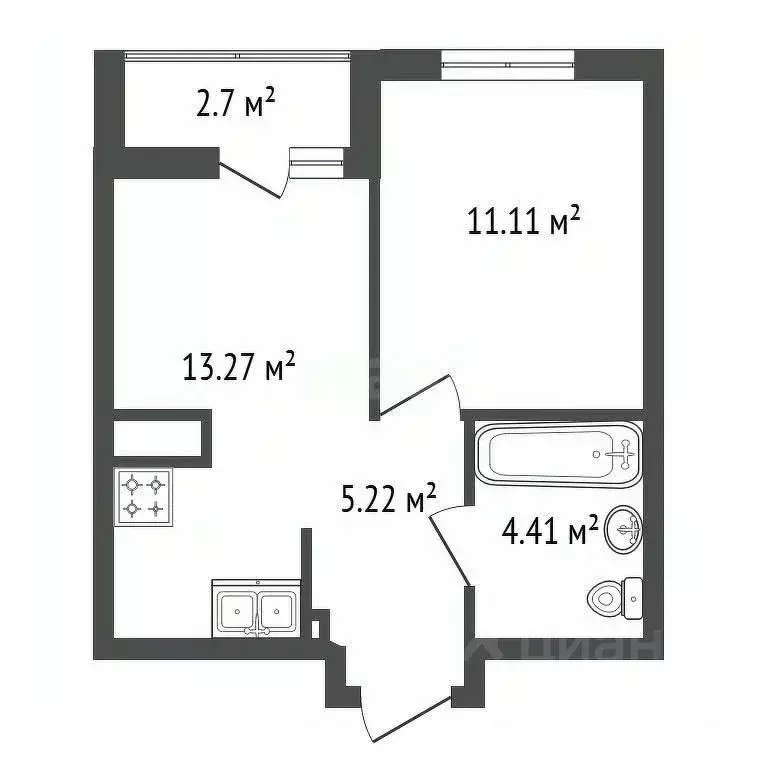 1-к кв. Ленинградская область, Всеволожский район, Свердловское ... - Фото 2