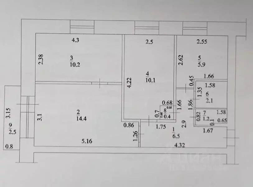 3-к кв. Башкортостан, Белорецк ул. Карла Маркса, 4 (51.0 м) - Фото 0