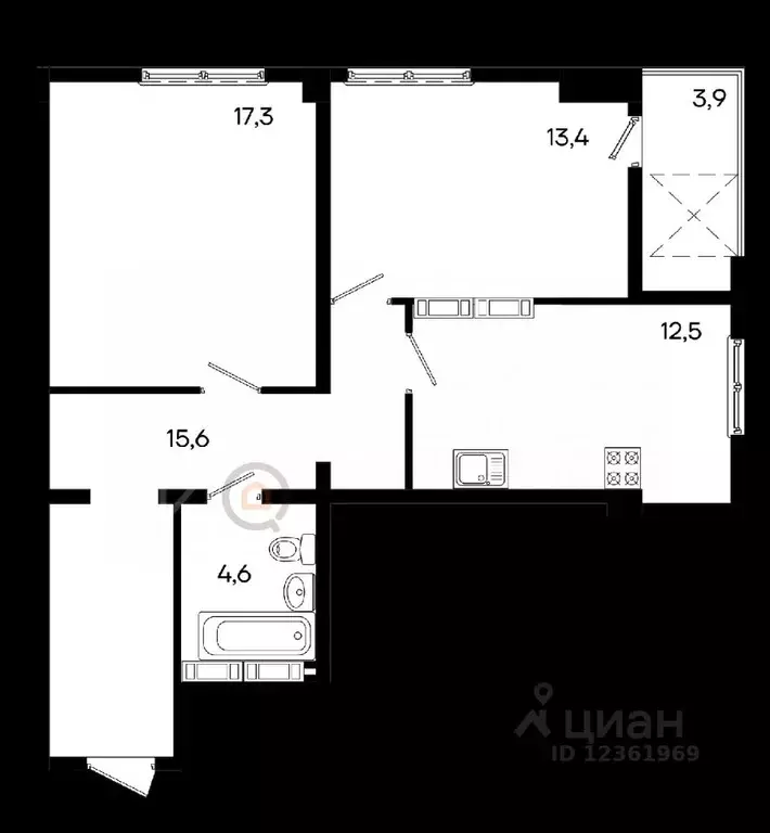 2-к кв. Крым, Симферополь ул. Трубаченко, 21 (67.0 м) - Фото 1