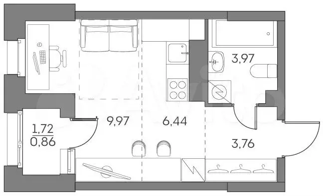 Квартира-студия, 25 м, 11/28 эт. - Фото 0