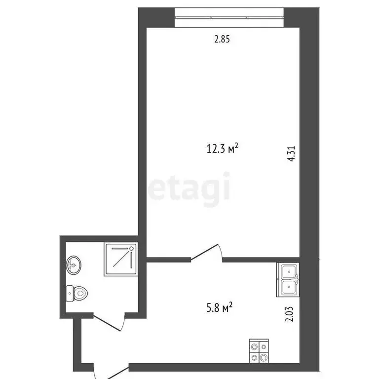 Квартира-студия: Тюмень, улица Гастелло, 56А (21.1 м) - Фото 0