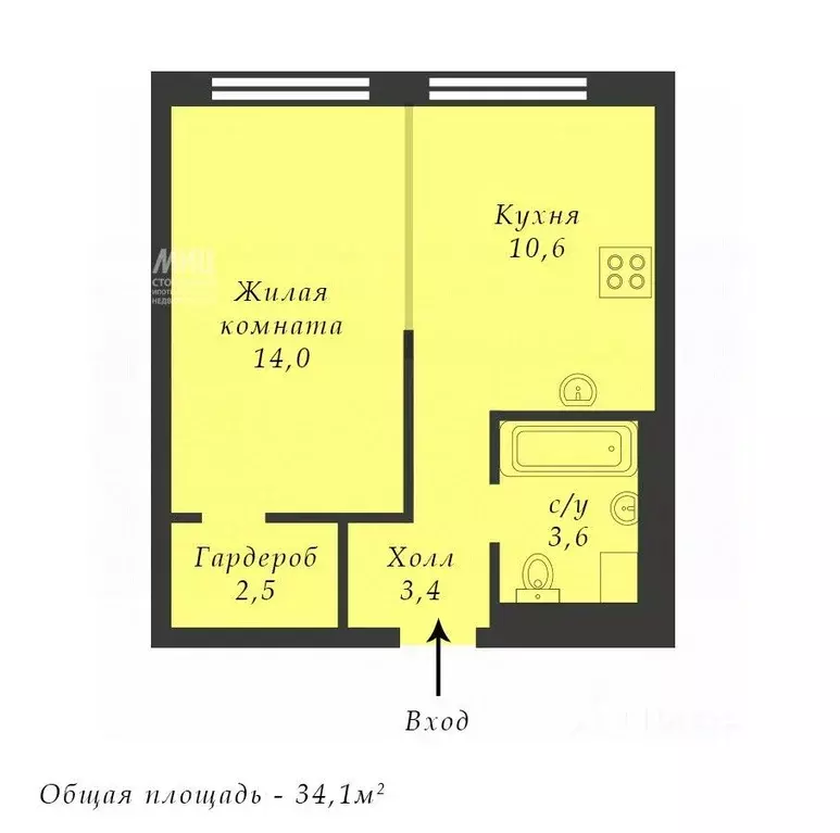 1-к кв. Москва проезд Стройкомбината, 1 (34.1 м) - Фото 1