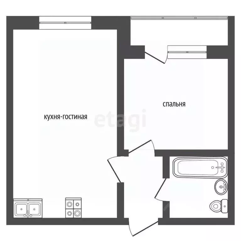 1-к кв. Московская область, Красногорск городской округ, Отрадное пгт ... - Фото 2