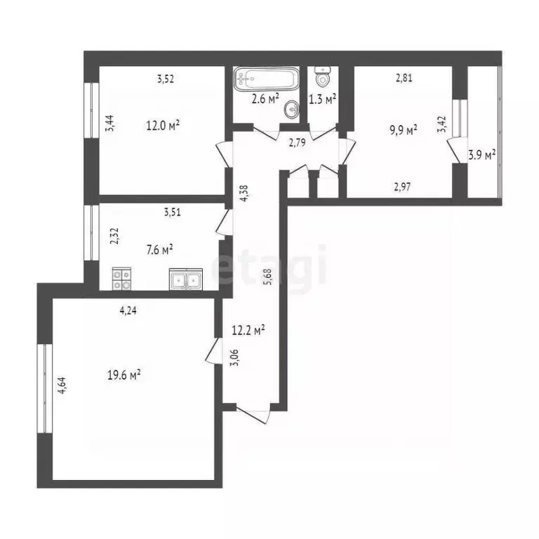 3-к кв. Крым, Саки ул. Набережная (65.6 м) - Фото 1
