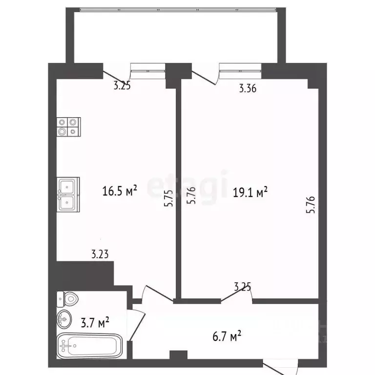 1-к кв. Севастополь просп. Генерала Острякова, 250 (51.7 м) - Фото 2