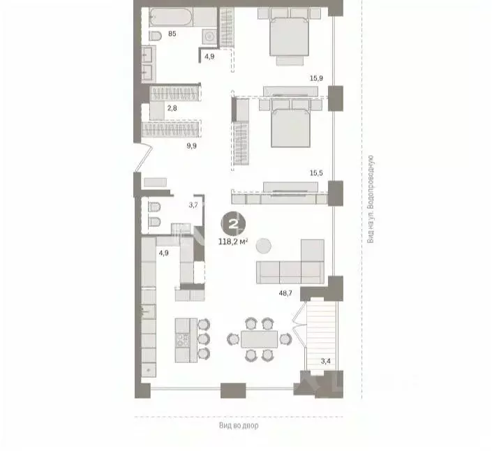 3-к кв. Тюменская область, Тюмень Первомайская ул., 1Аблок2 (118.2 м) - Фото 2