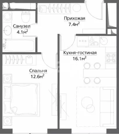 1-комнатная квартира: Тверь, ул. Левитана (45 м) - Фото 1