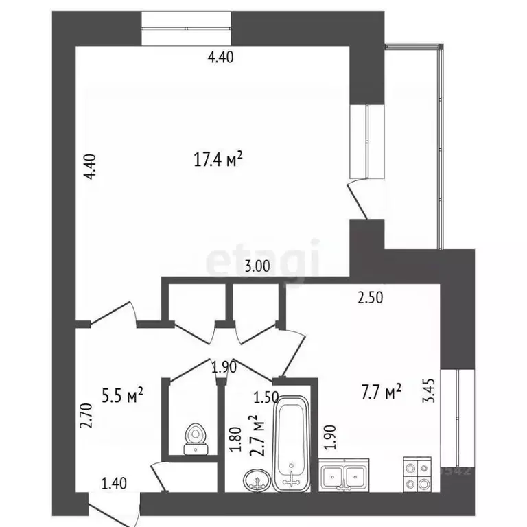 1-к кв. Кемеровская область, Кемерово Новостроевская ул., 6 (36.7 м) - Фото 2