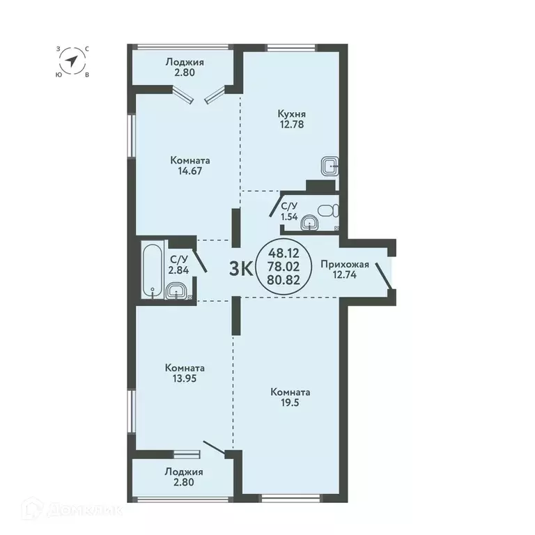 Продаётся 3-к квартира, 80.82 м - Фото 0