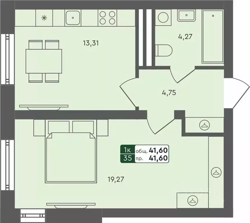 1-к кв. Ямало-Ненецкий АО, Ноябрьск ул. Новоселов, 7В (42.53 м) - Фото 1