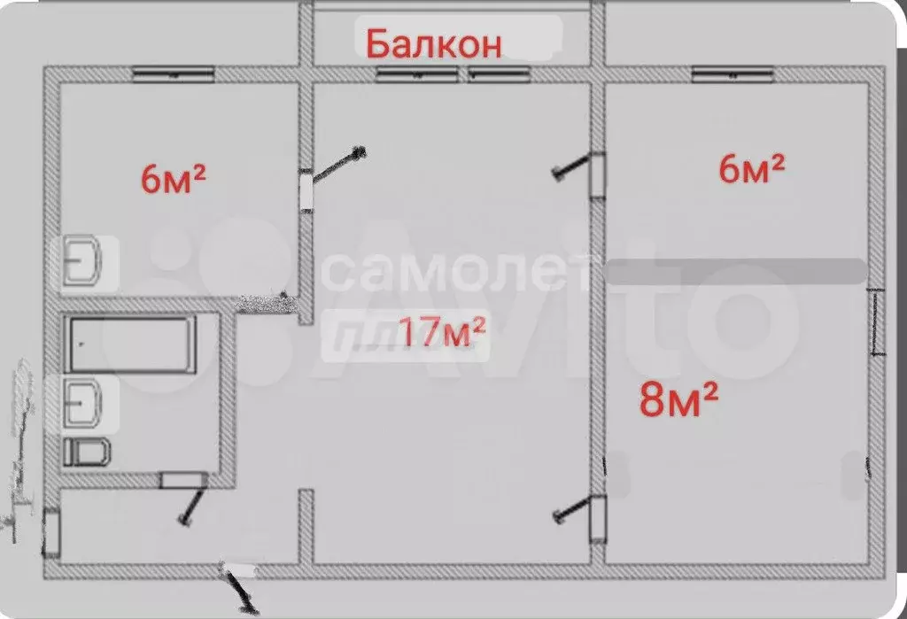 3-к. квартира, 44 м, 4/4 эт. - Фото 0