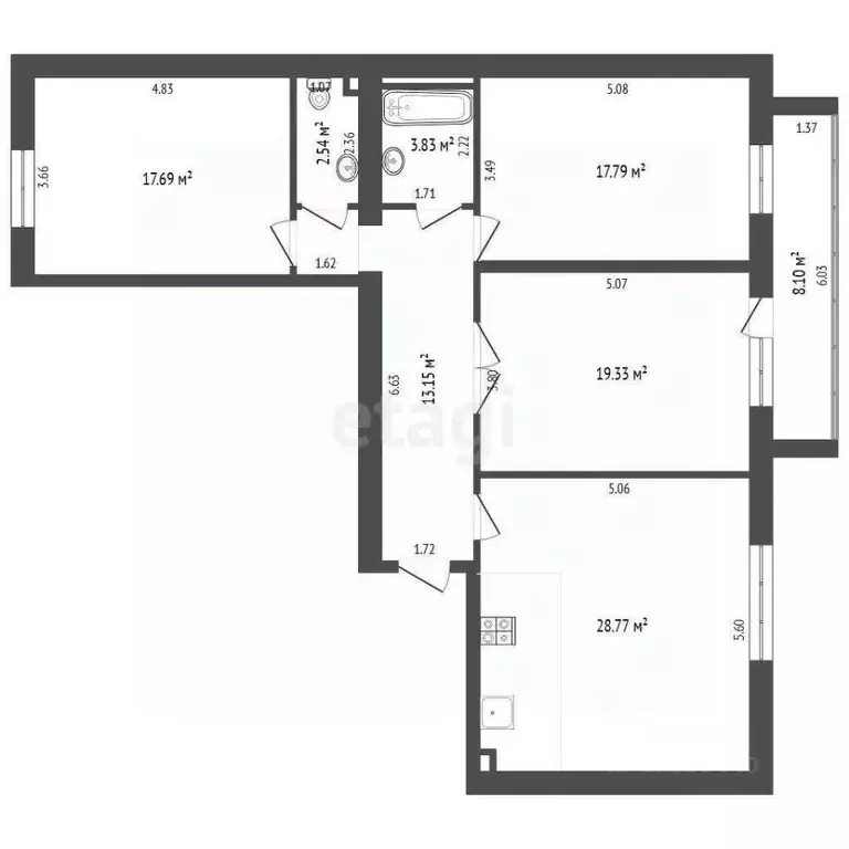3-к кв. Тюменская область, Тюмень ул. Тимофея Кармацкого, 11 (102.9 м) - Фото 2