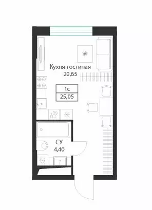 Квартира-студия: Москва, улица Академика Ильюшина, 21с5 (25.05 м) - Фото 0