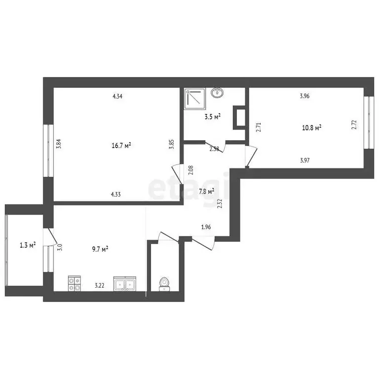 2-комнатная квартира: Псков, улица Труда, 58 (50.1 м) - Фото 1