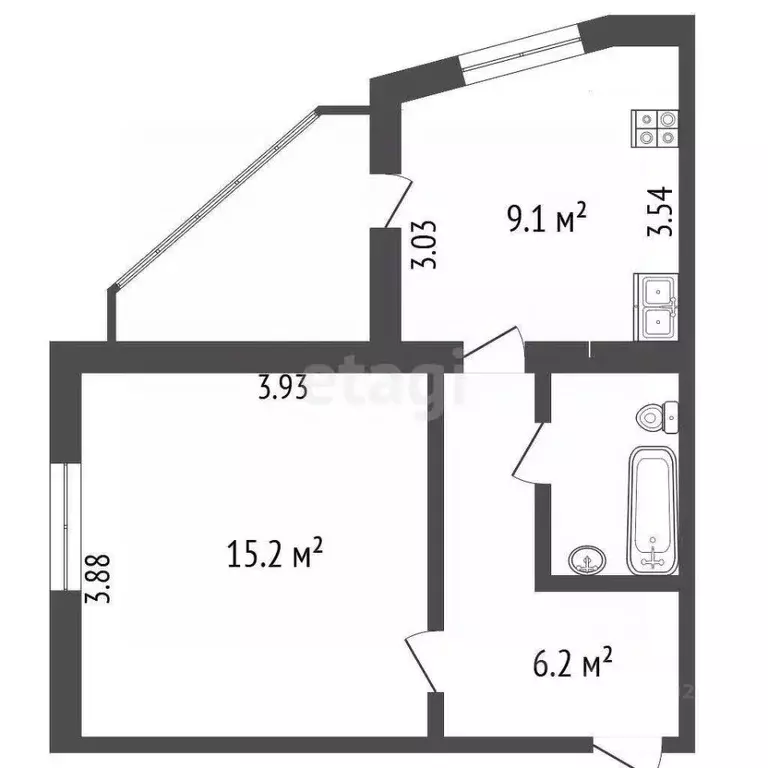 1-к кв. Вологодская область, Вологда Новгородская ул., 4 (33.6 м) - Фото 2