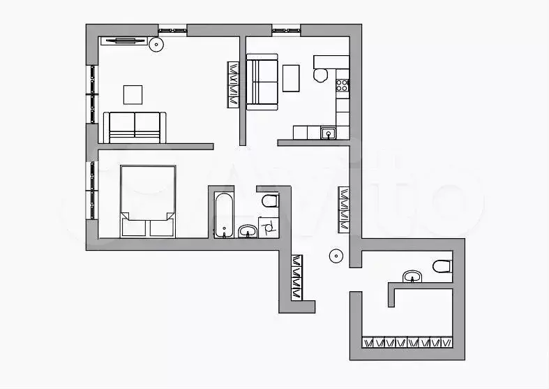 2-к. квартира, 69 м, 5/9 эт. - Фото 0