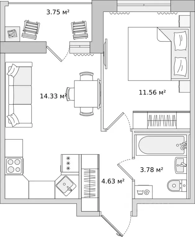 1-к кв. Санкт-Петербург ул. Плесецкая, 24 (38.05 м) - Фото 0