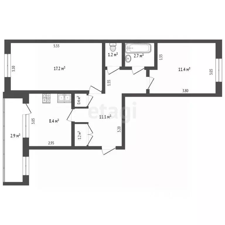 2-к кв. Московская область, Зарайск Зарайск муниципальный округ, 2-й ... - Фото 1