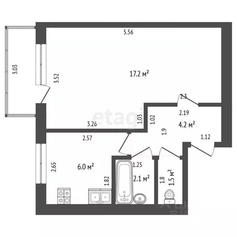 1-к кв. Белгородская область, Шебекино ул. Свободы, 48 (31.0 м) - Фото 0