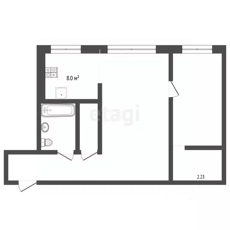 2-к кв. Тюменская область, Тюмень Тульская ул., 4 (44.4 м) - Фото 2