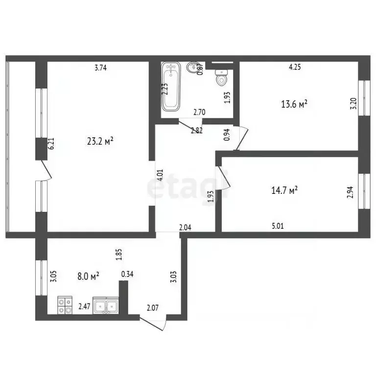 3-к кв. Челябинская область, Челябинск пер. 2-й Мебельный, 4 (80.3 м) - Фото 2