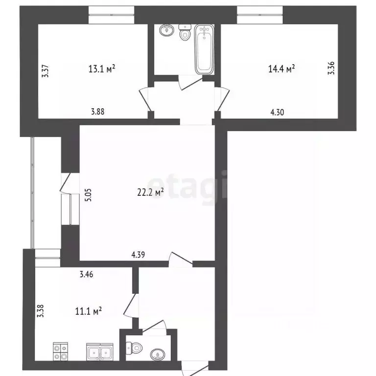 3-к кв. Вологодская область, Вологда Пошехонское ш., 52Б (75.0 м) - Фото 2
