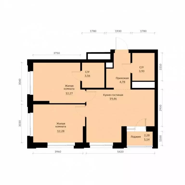 2-комнатная квартира: Екатеринбург, улица Победы, 65 (57.42 м) - Фото 0