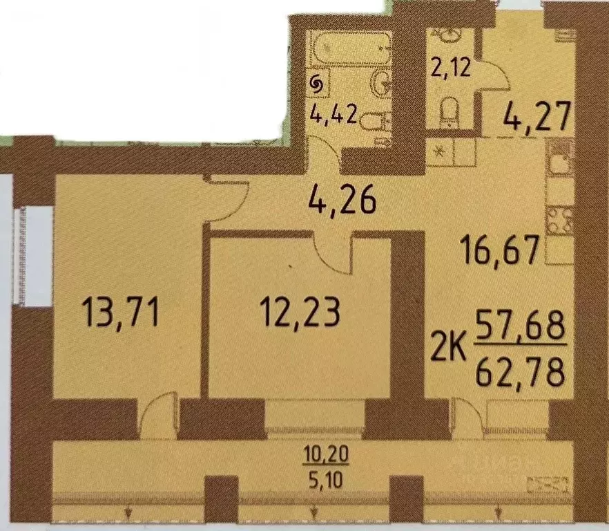 2-к кв. Томская область, Томский район, д. Кисловка, Левобережный мкр ... - Фото 1