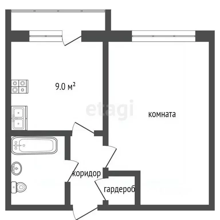 1-к кв. Владимирская область, Муром Радиозаводское ш., 33 (33.2 м) - Фото 1