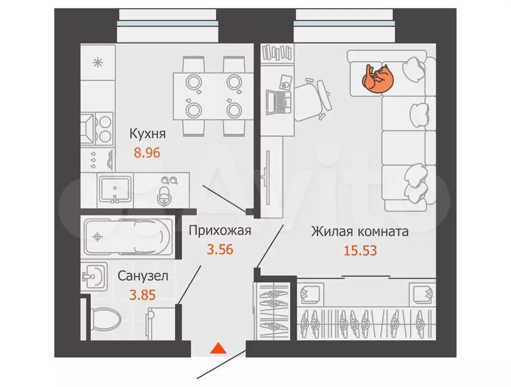 1-к. квартира, 32 м, 2/4 эт. - Фото 0