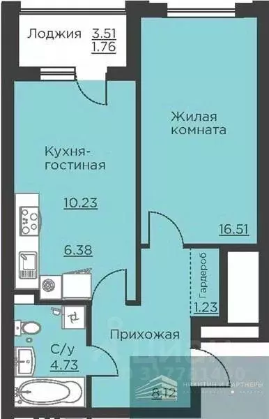 1-к кв. Воронежская область, Воронеж ул. Ломоносова, 116Б (49.0 м) - Фото 0