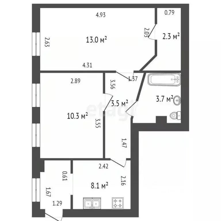 2-к кв. Санкт-Петербург ул. Марата, 70а-70б (41.0 м) - Фото 0