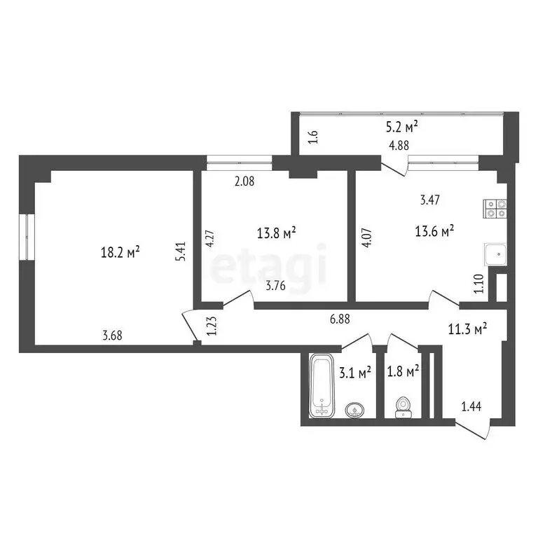 2-комнатная квартира: Тюмень, Вересковая улица, 9 (62.9 м) - Фото 0