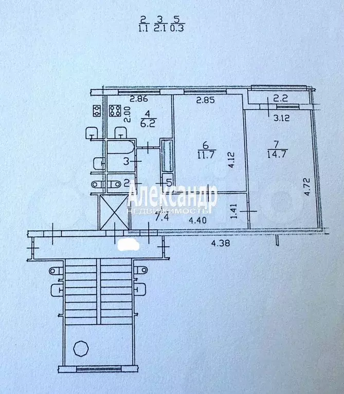 2-к. квартира, 43,5 м, 9/9 эт. - Фото 0