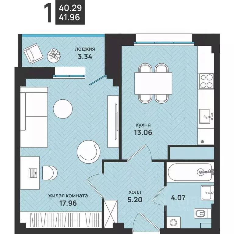 1-к кв. Архангельская область, Архангельск ул. Свободы, 16 (41.96 м) - Фото 2