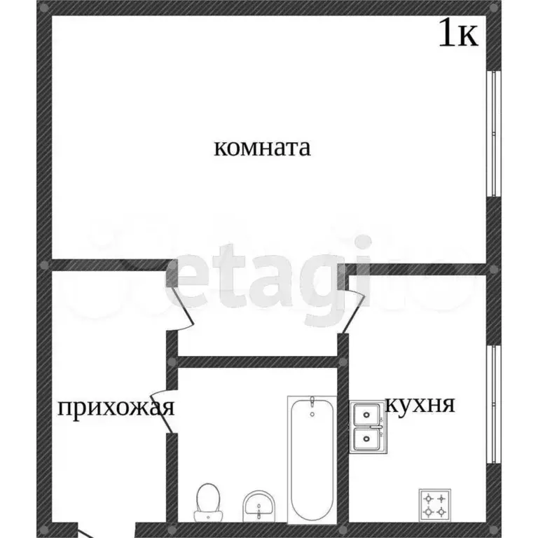 1-к. квартира, 31 м, 3/5 эт. - Фото 0