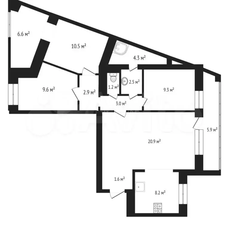 3-к. квартира, 74 м, 2/9 эт. - Фото 0