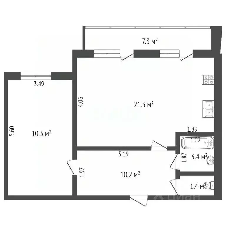 2-к кв. Костромская область, Кострома ул. Ленина, 160Вк3 (68.5 м) - Фото 2